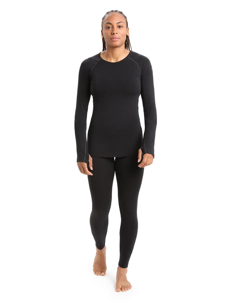 Icebreaker BodyfitZone™ Merino 200 Zone Thermal Long Sleeve Crewe Top Női Base Layers Fekete | HU 1859PJJQ